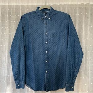 Uniqlo slim fit button down navy shirt, size S